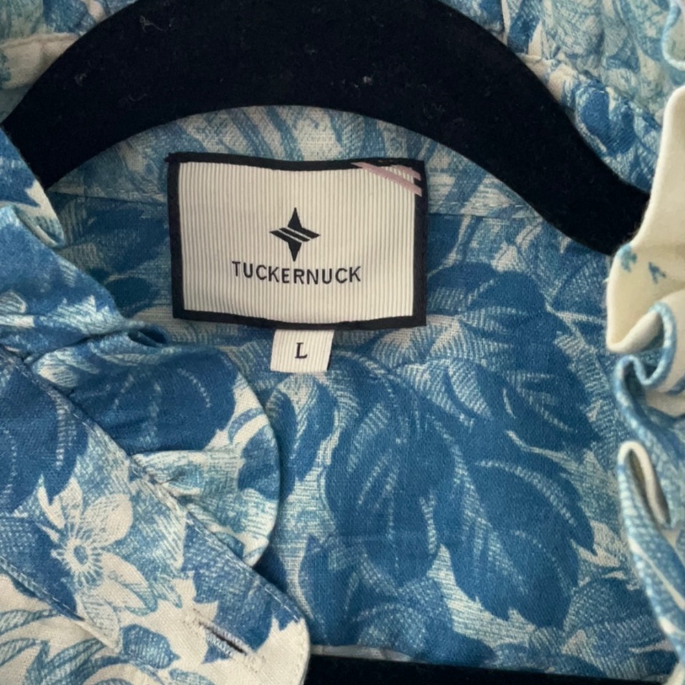 Excellent Tuckernuck Teagan Popover Blouse in Misty Blue Toile. Sz: L - Picture 3 of 5